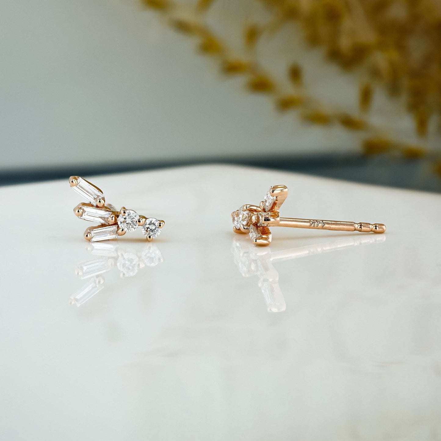 0.23 TCW Round & Baguette Moissanite Diamond Cluster Earrings - farrellouise