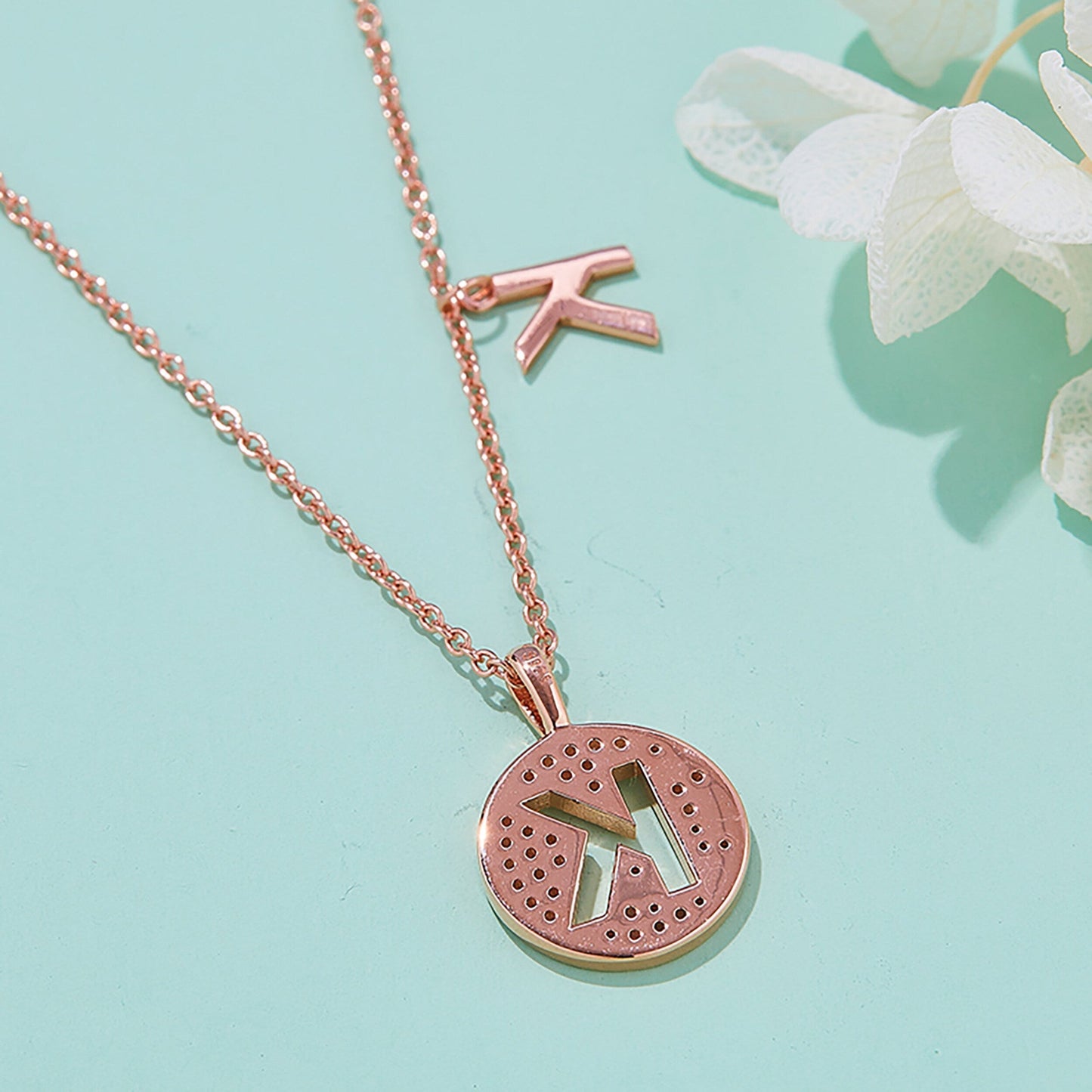 Customized "K" Letter Moissanite Diamond Necklace - farrellouise