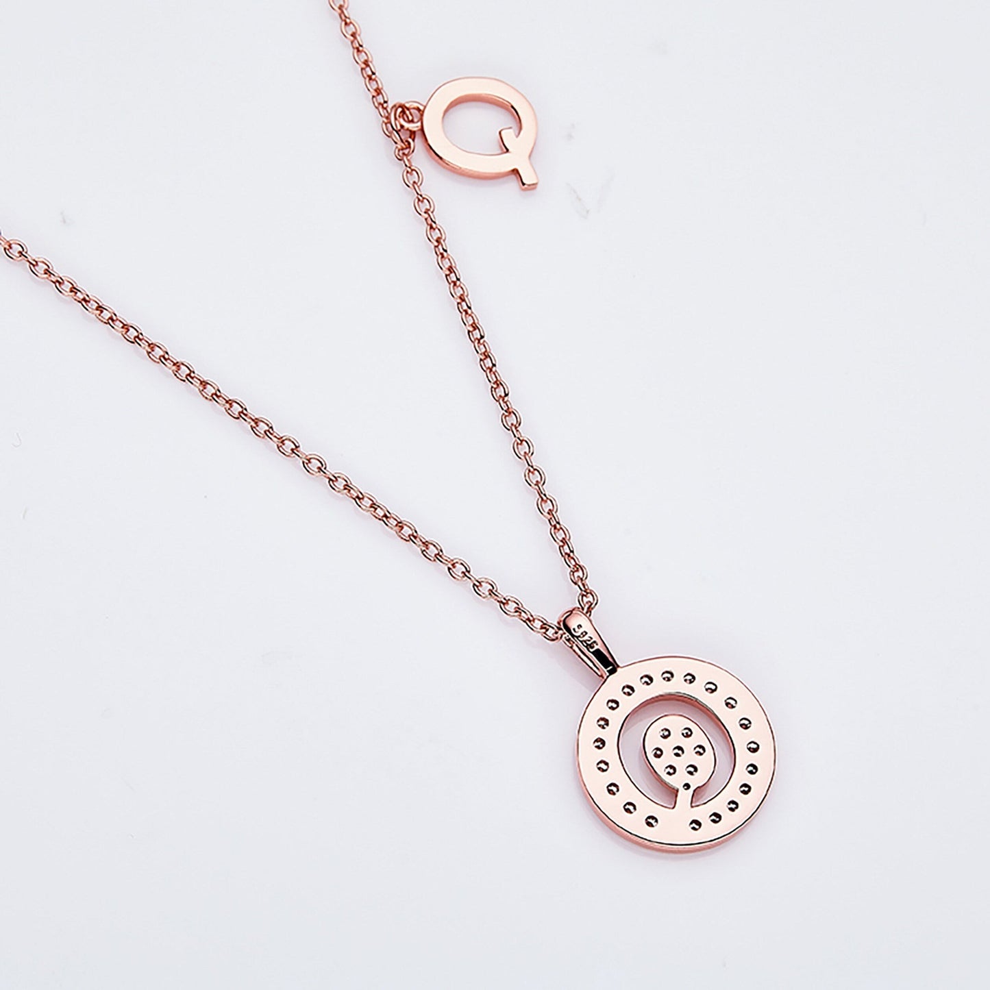 Customized "Q" Letter Moissanite Diamond Necklace - farrellouise