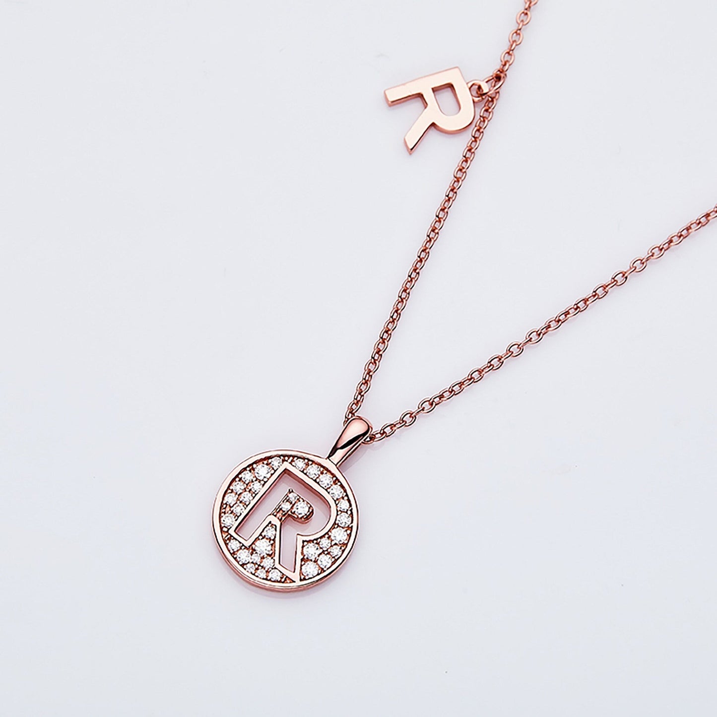 Customized "R" Letter Moissanite Diamond Necklace - farrellouise