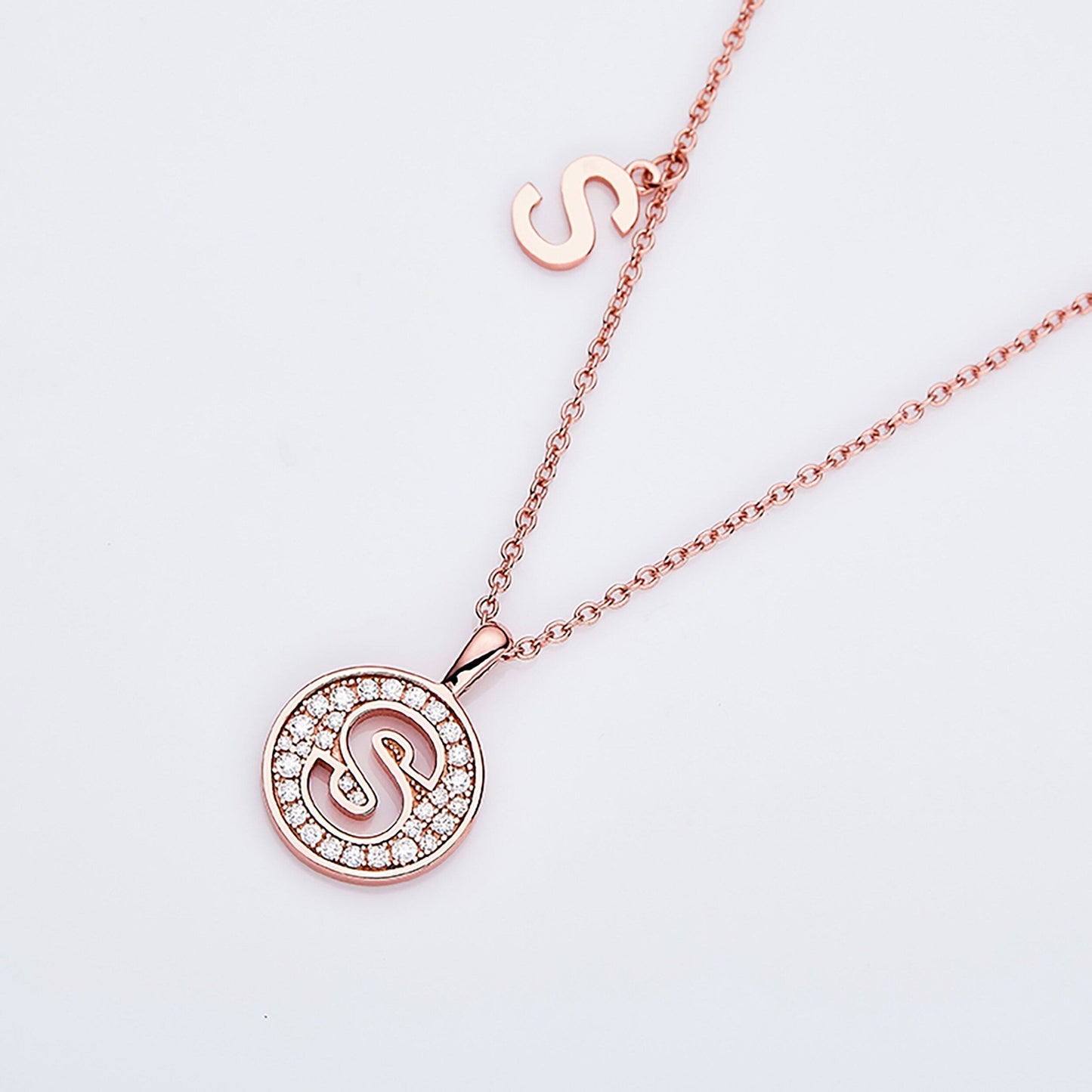 Customized "S" Letter Moissanite Diamond Necklace - farrellouise