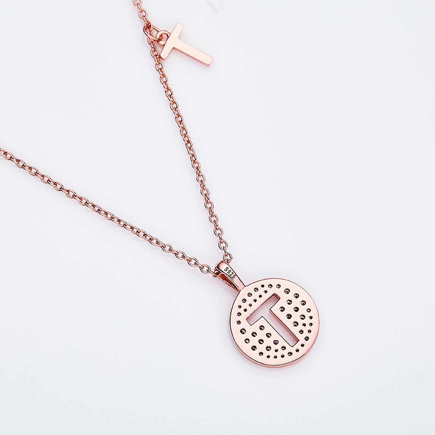 Customized "T" Letter Moissanite Diamond Necklace - farrellouise