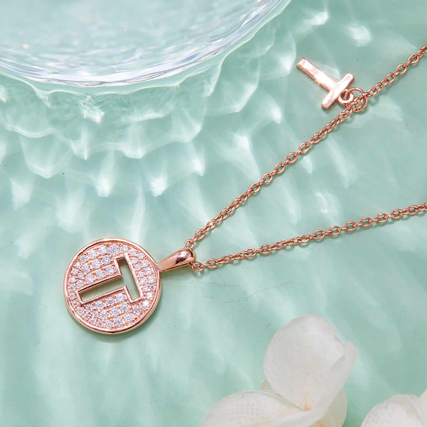 Customized "T" Letter Moissanite Diamond Necklace - farrellouise