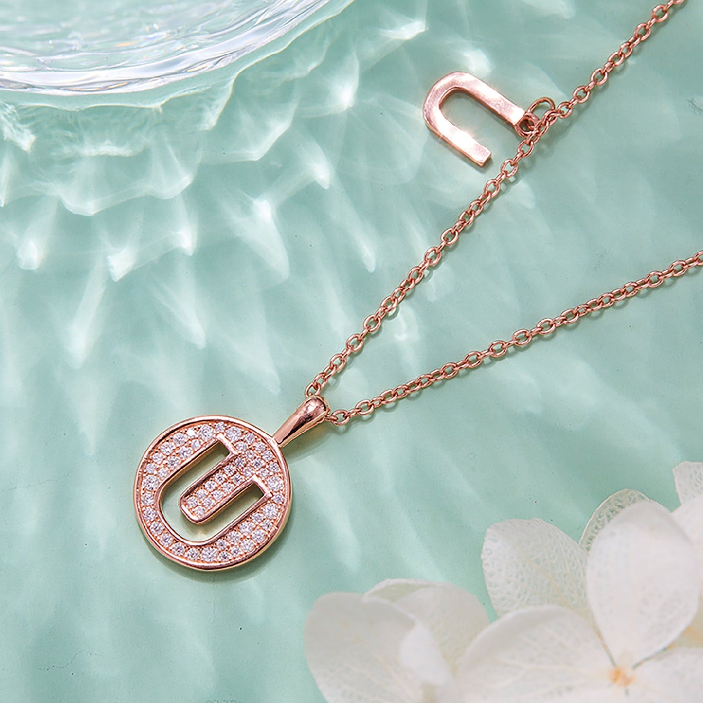 Customized "U" Letter Moissanite Diamond Necklace - farrellouise