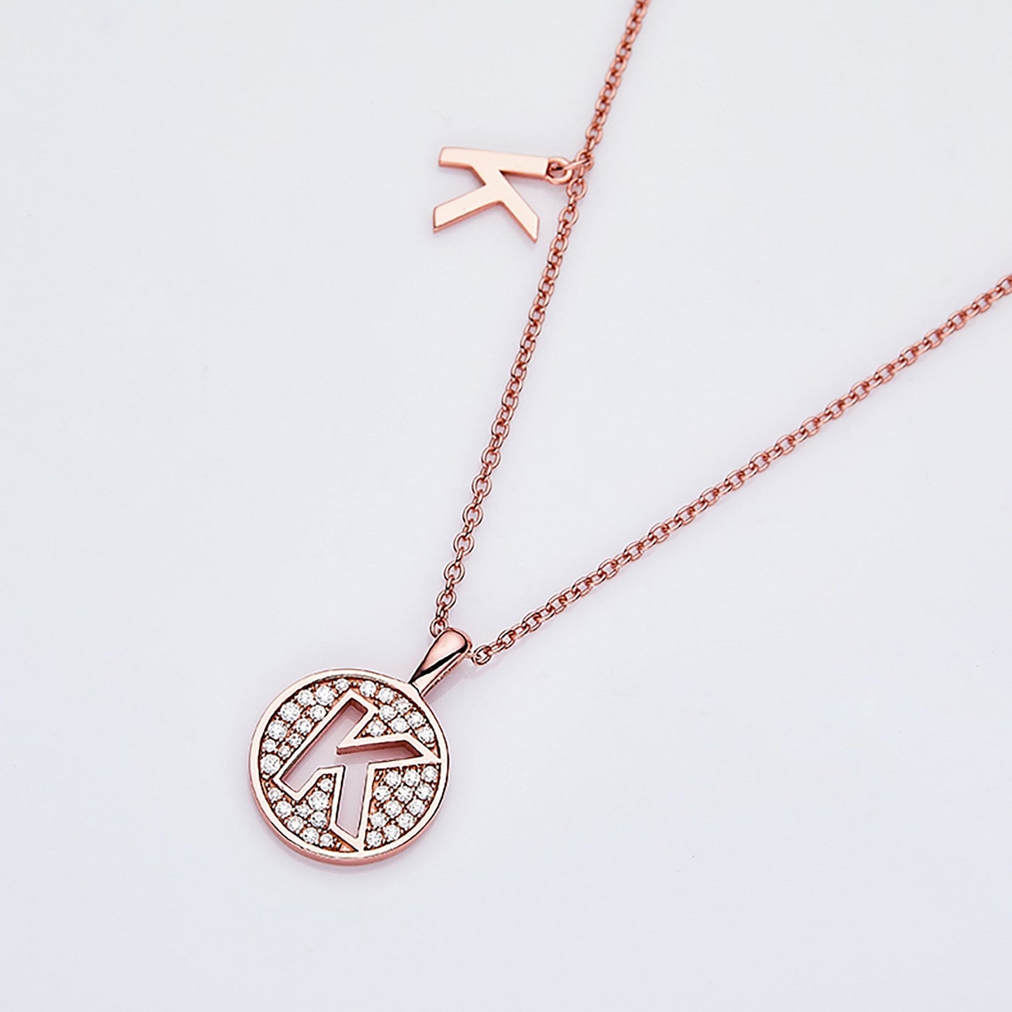 Customized "K" Letter Moissanite Diamond Necklace - farrellouise
