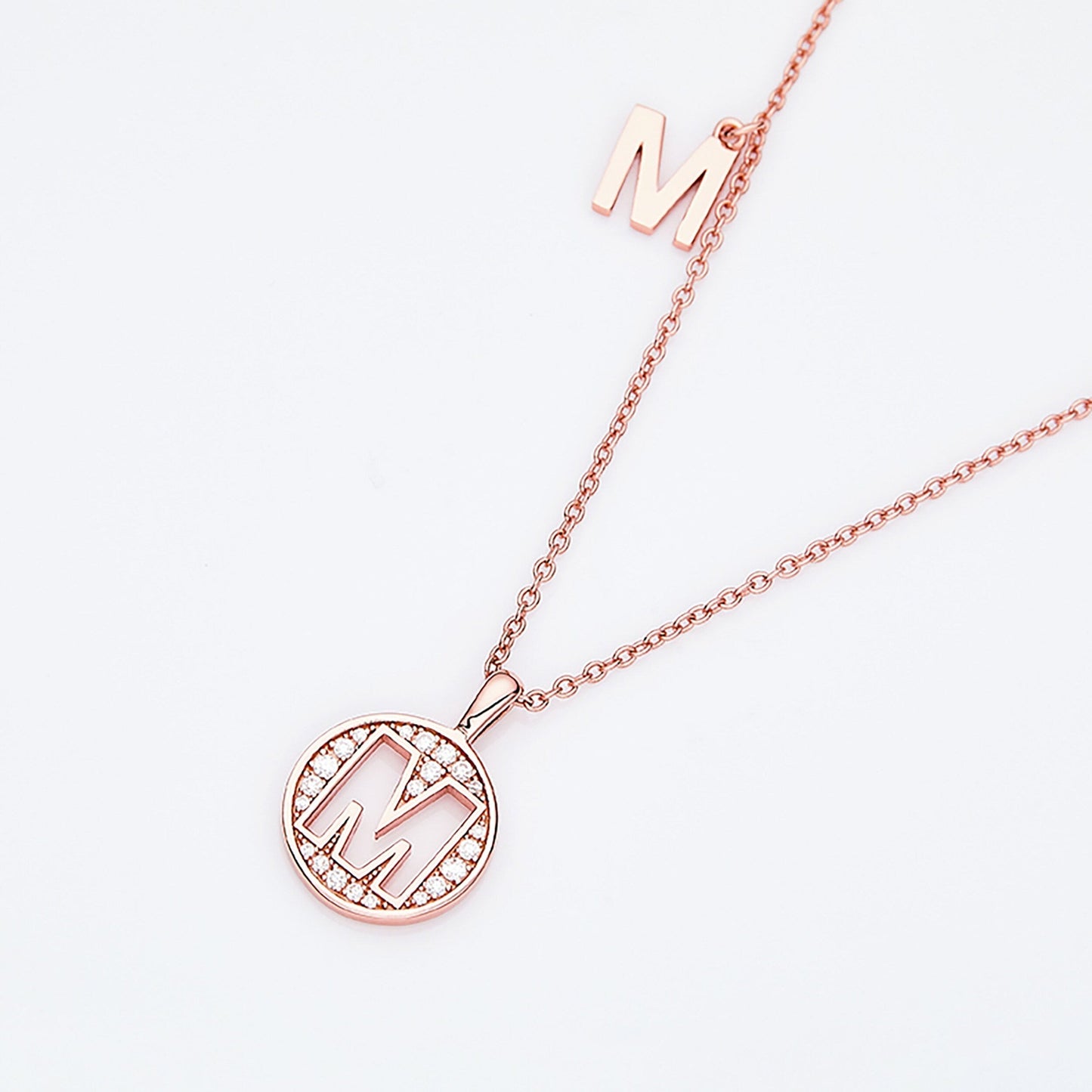 Customized "M" Letter Moissanite Diamond Necklace - farrellouise