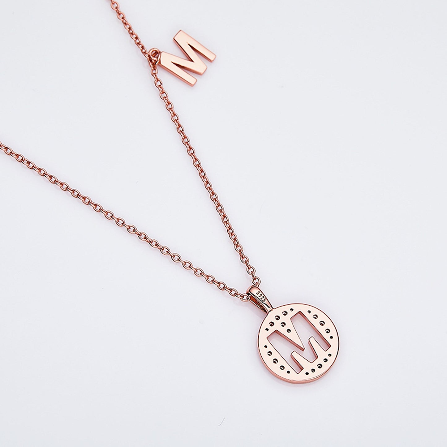 Customized "M" Letter Moissanite Diamond Necklace - farrellouise