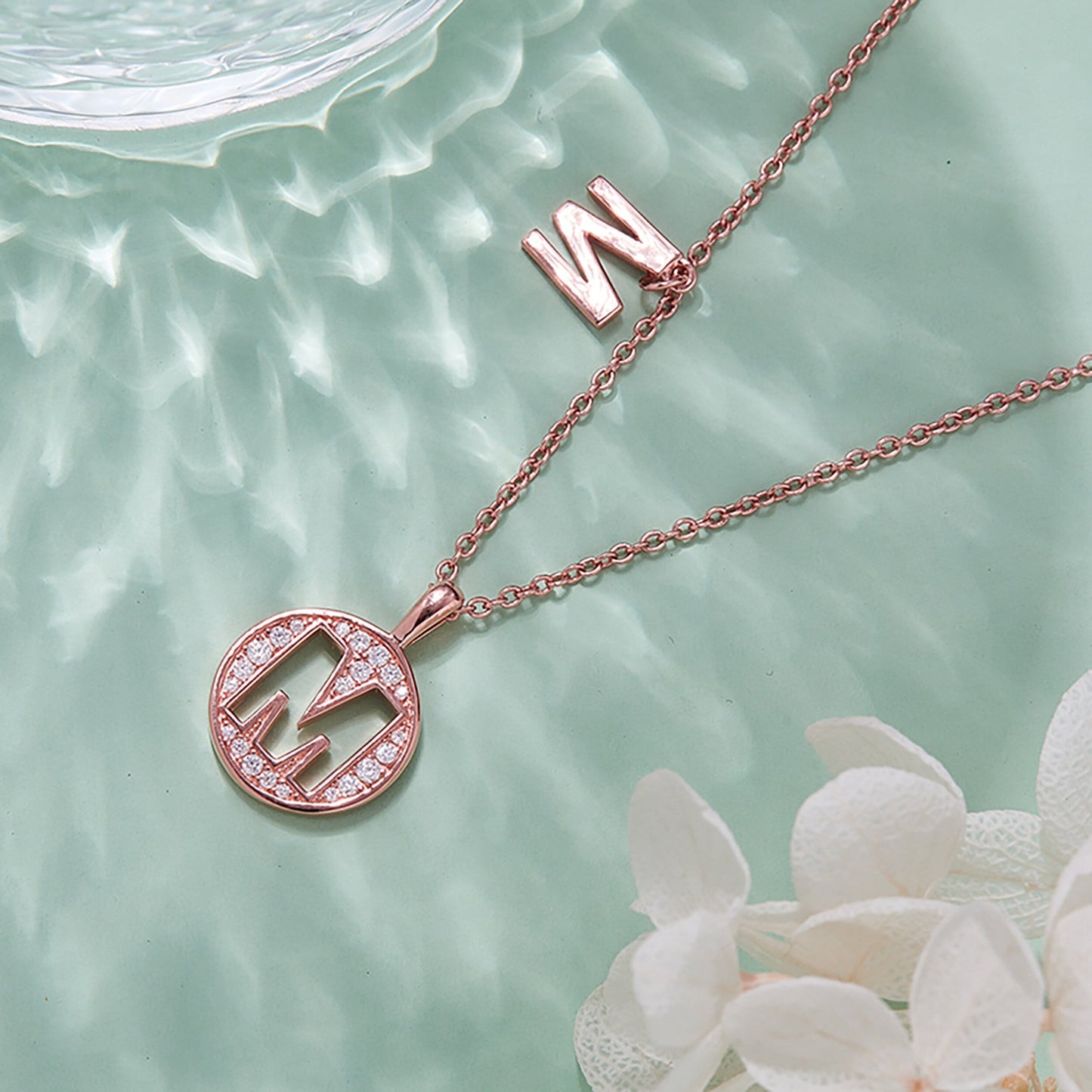 Customized "M" Letter Moissanite Diamond Necklace - farrellouise