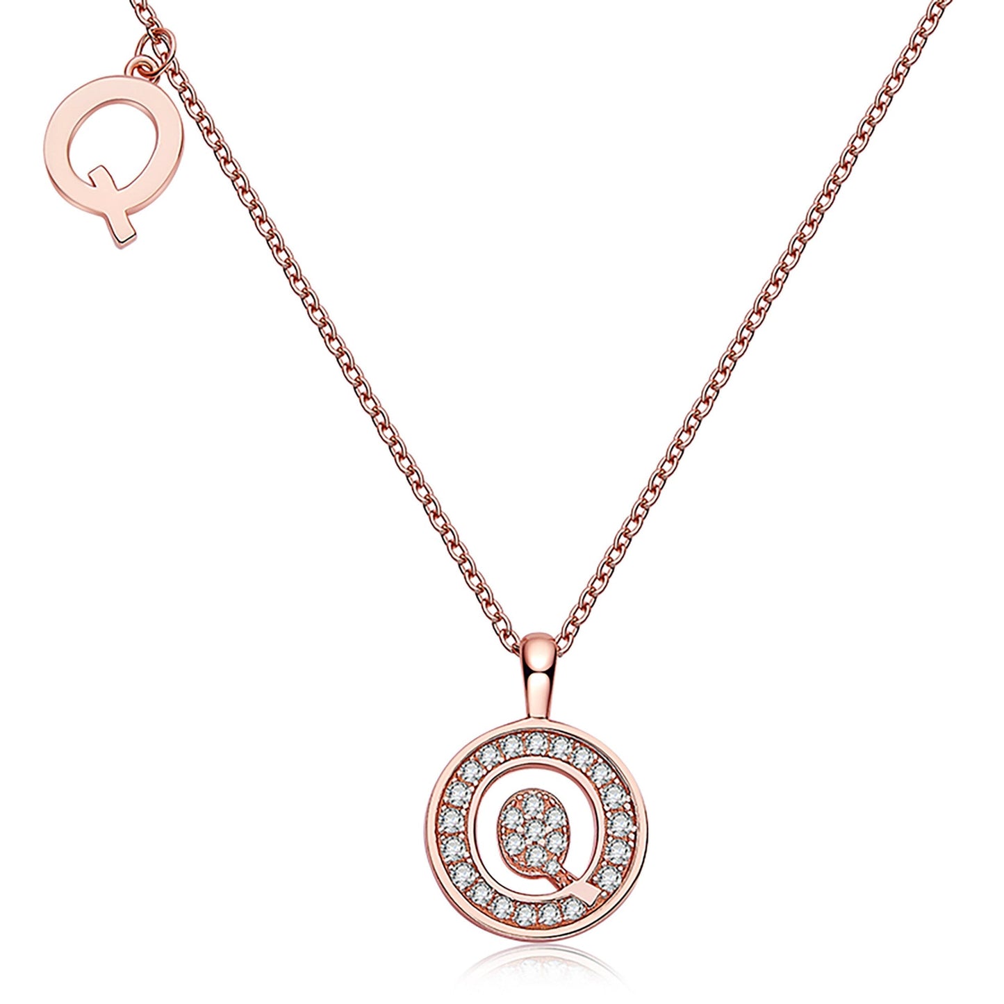 Customized "Q" Letter Moissanite Diamond Necklace - farrellouise