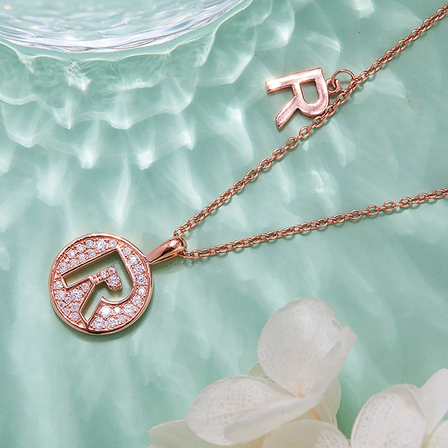 Customized "R" Letter Moissanite Diamond Necklace - farrellouise