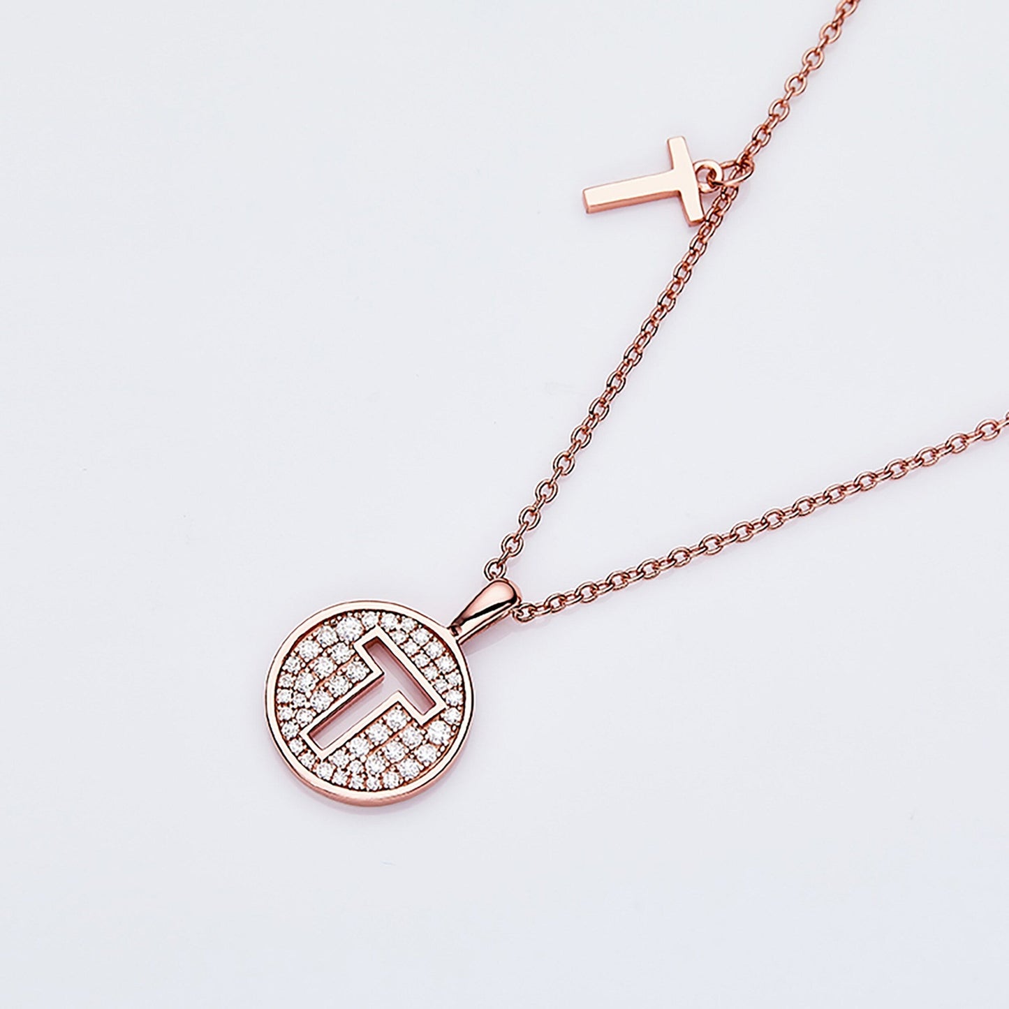 Customized "T" Letter Moissanite Diamond Necklace - farrellouise