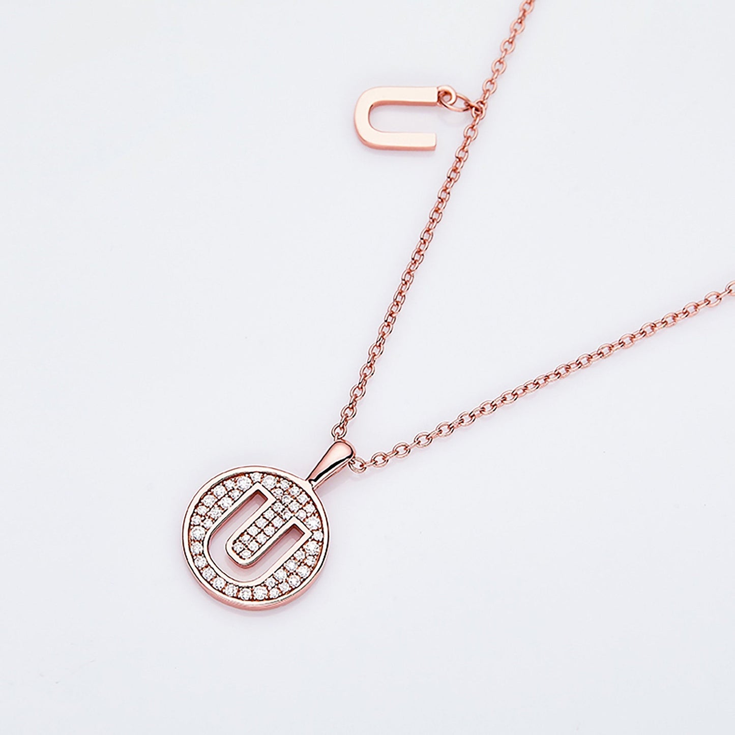 Customized "U" Letter Moissanite Diamond Necklace - farrellouise