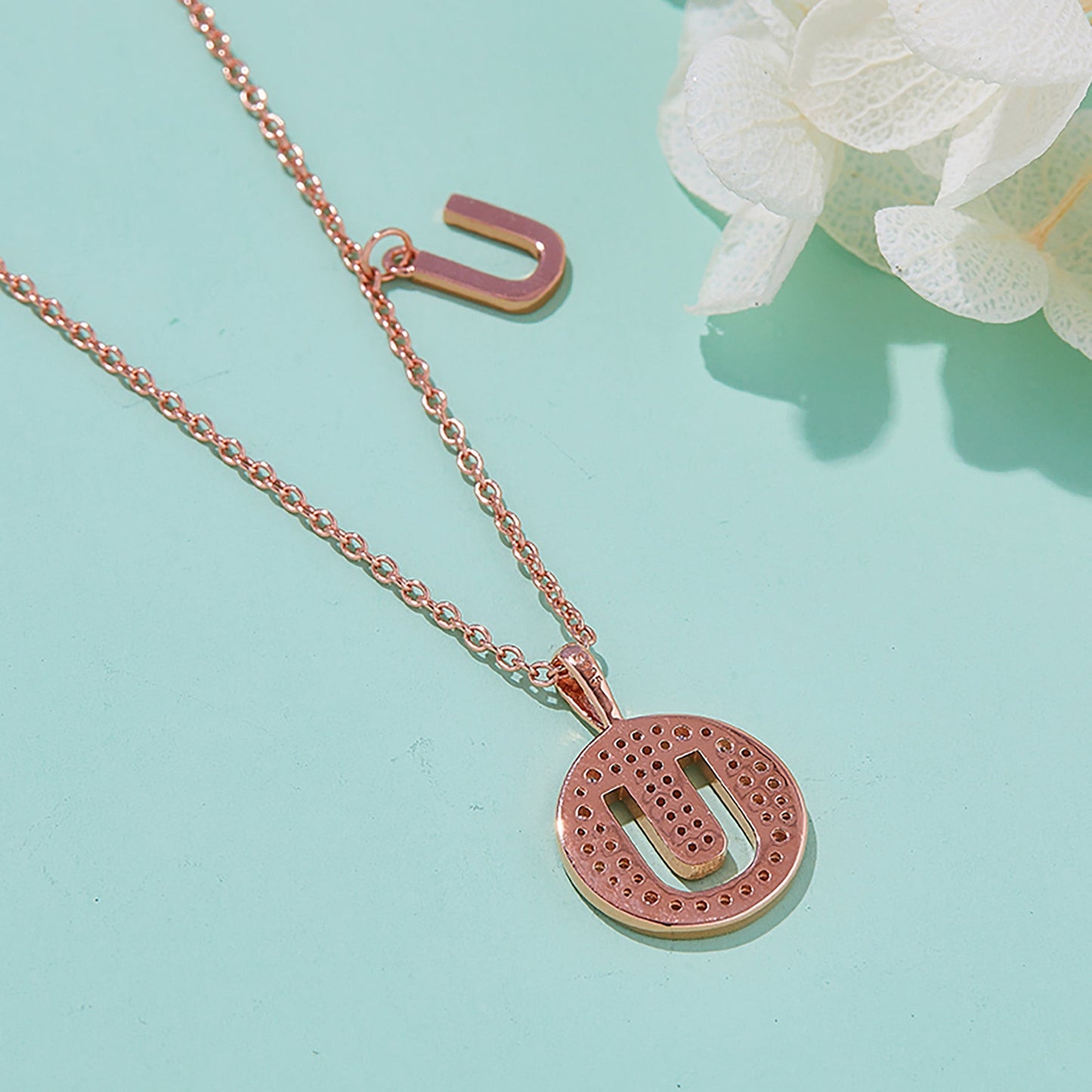 Customized "U" Letter Moissanite Diamond Necklace - farrellouise