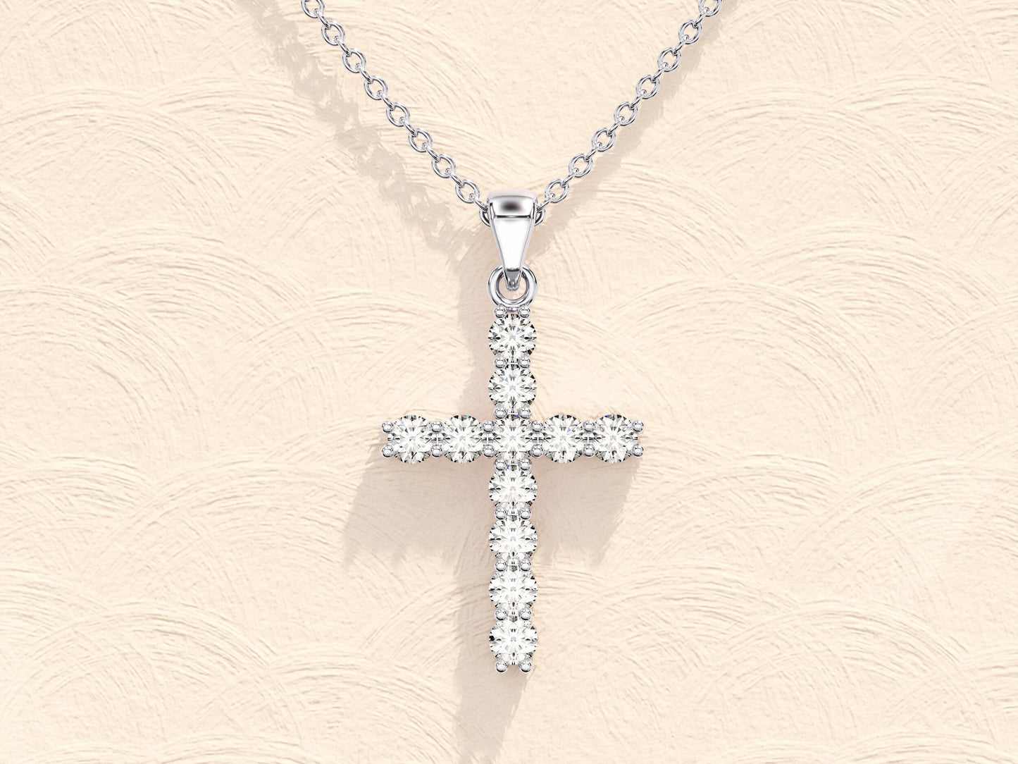 0.22 TCW Round Moissanite Diamond Cross Pendent Necklace - farrellouise