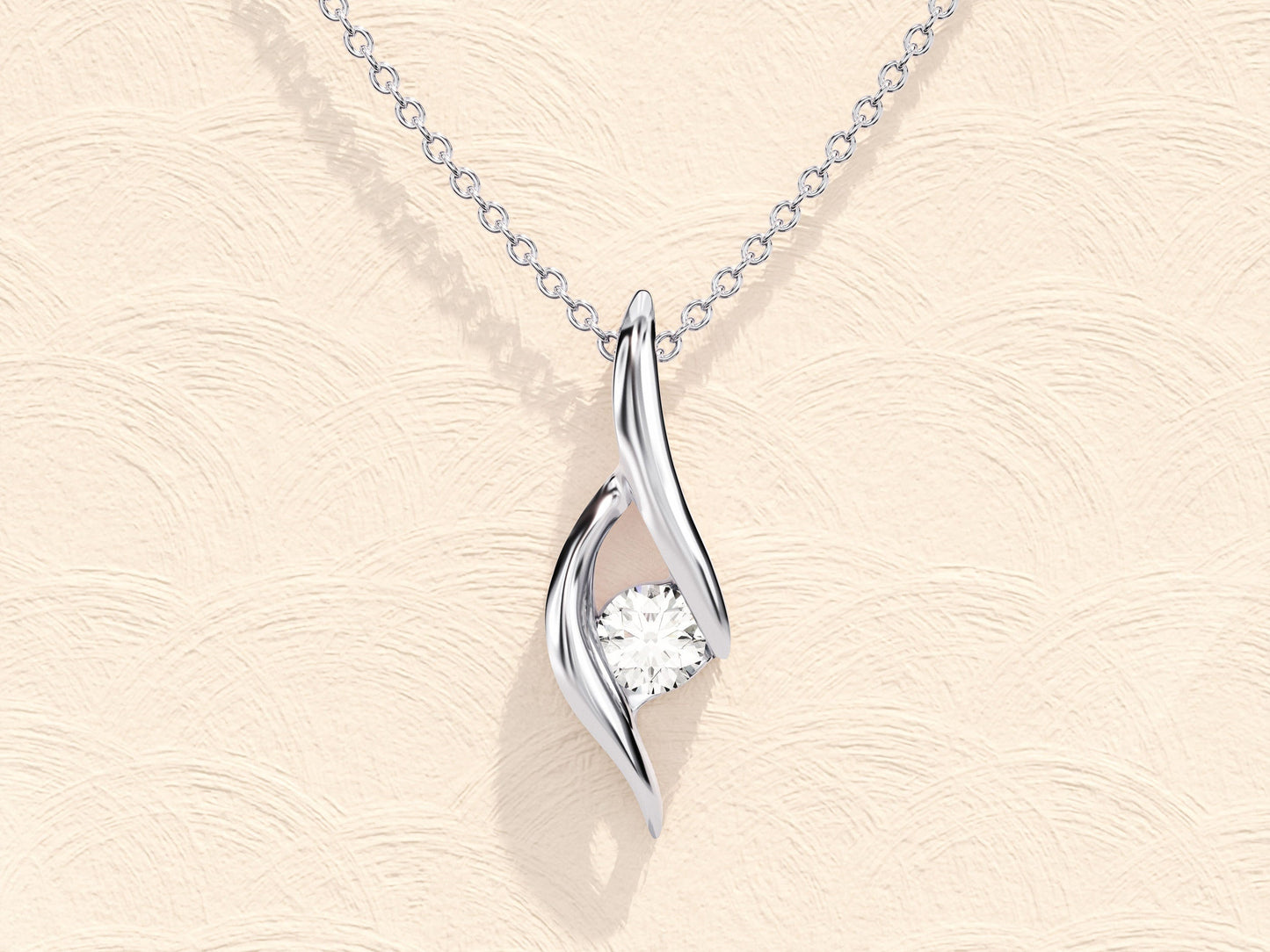 0.10 TCW Round Moissanite Diamond Solitaire Necklace - farrellouise