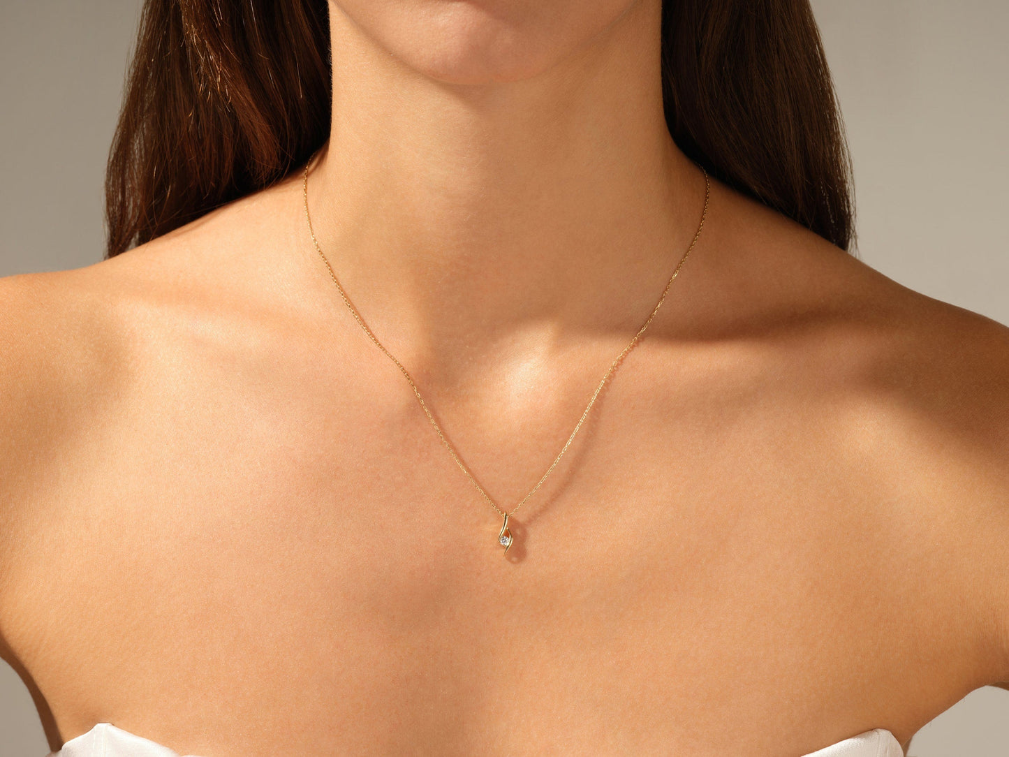 0.10 TCW Round Moissanite Diamond Solitaire Necklace - farrellouise