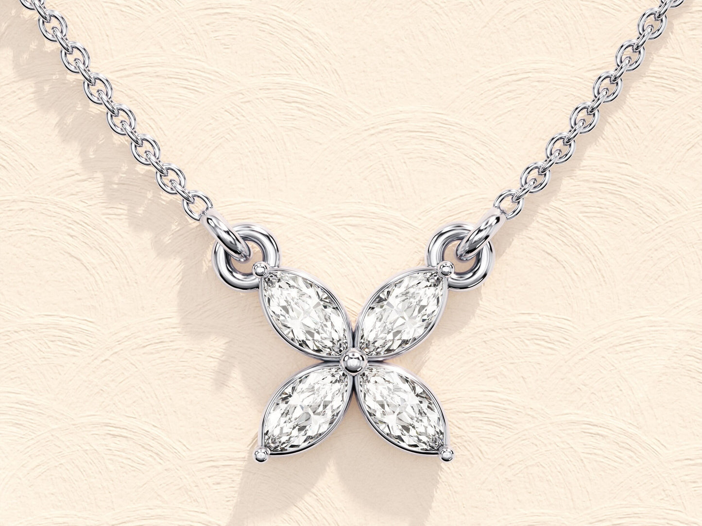 0.40 TCW Marquise Moissanite Diamond Clover Pendent Necklace - farrellouise