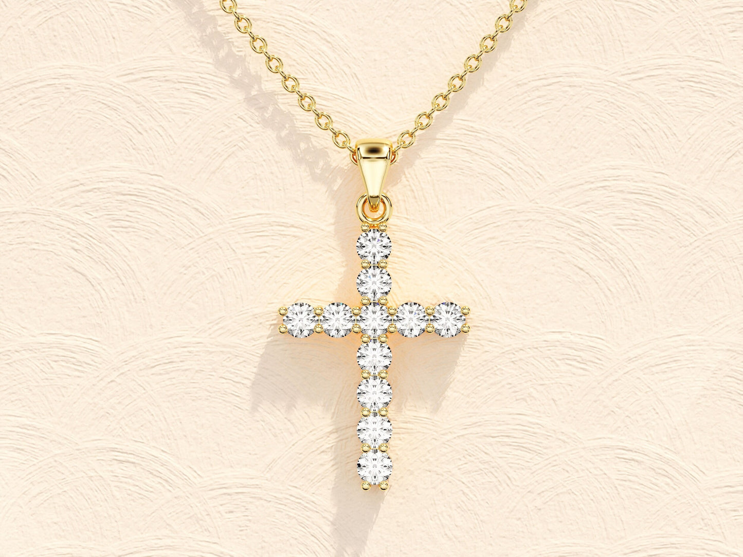 0.22 TCW Round Moissanite Diamond Cross Pendent Necklace - farrellouise