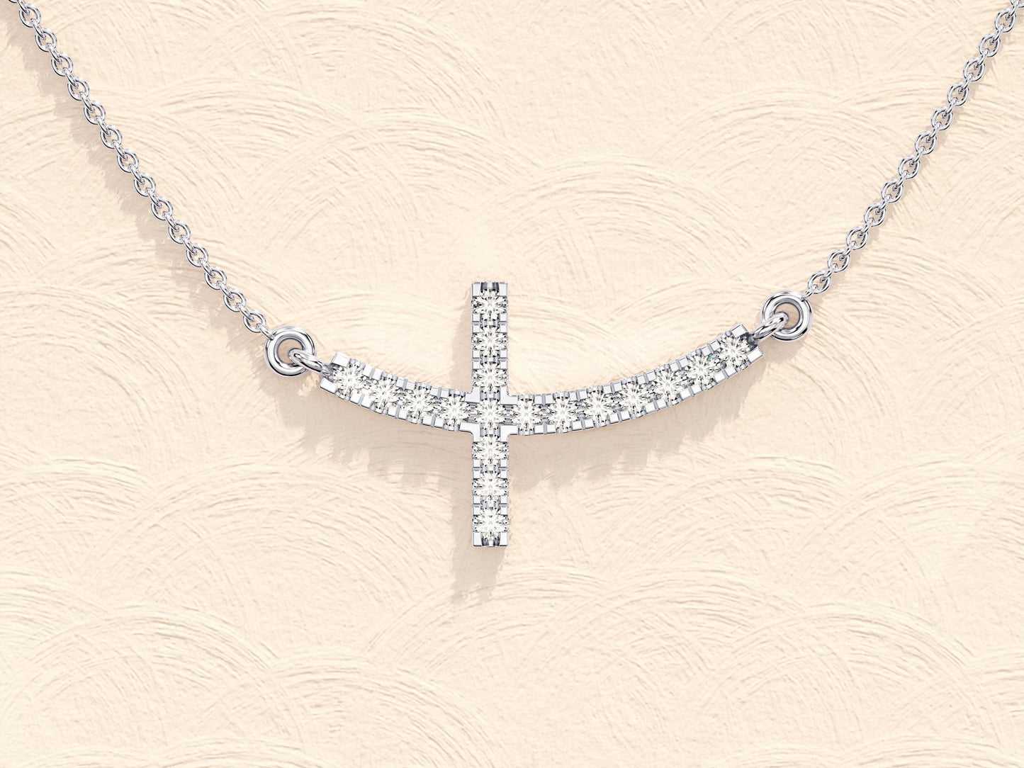 0.27 TCW Round Moissanite Diamond Sideways Cross Necklace - farrellouise
