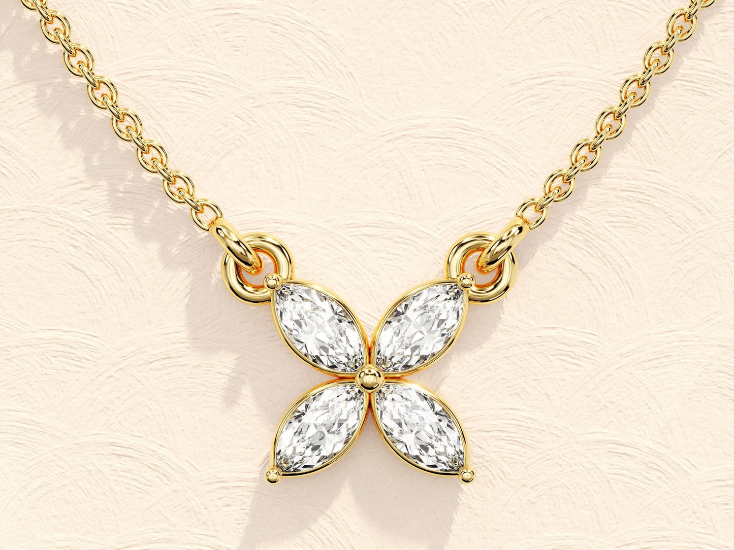 0.40 TCW Marquise Moissanite Diamond Clover Pendent Necklace - farrellouise