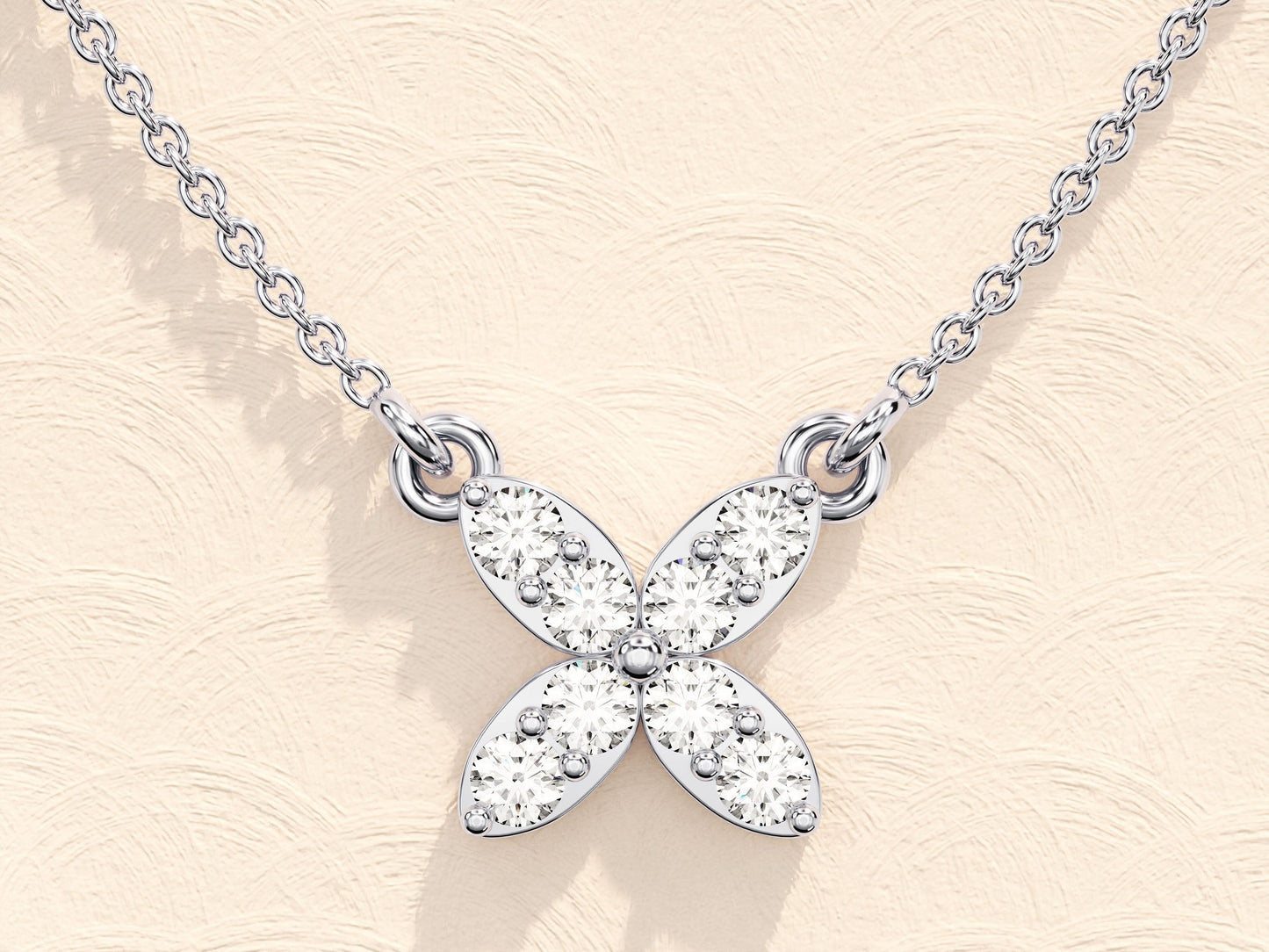 0.24 TCW Round Moissanite Diamond Clover Necklace - farrellouise