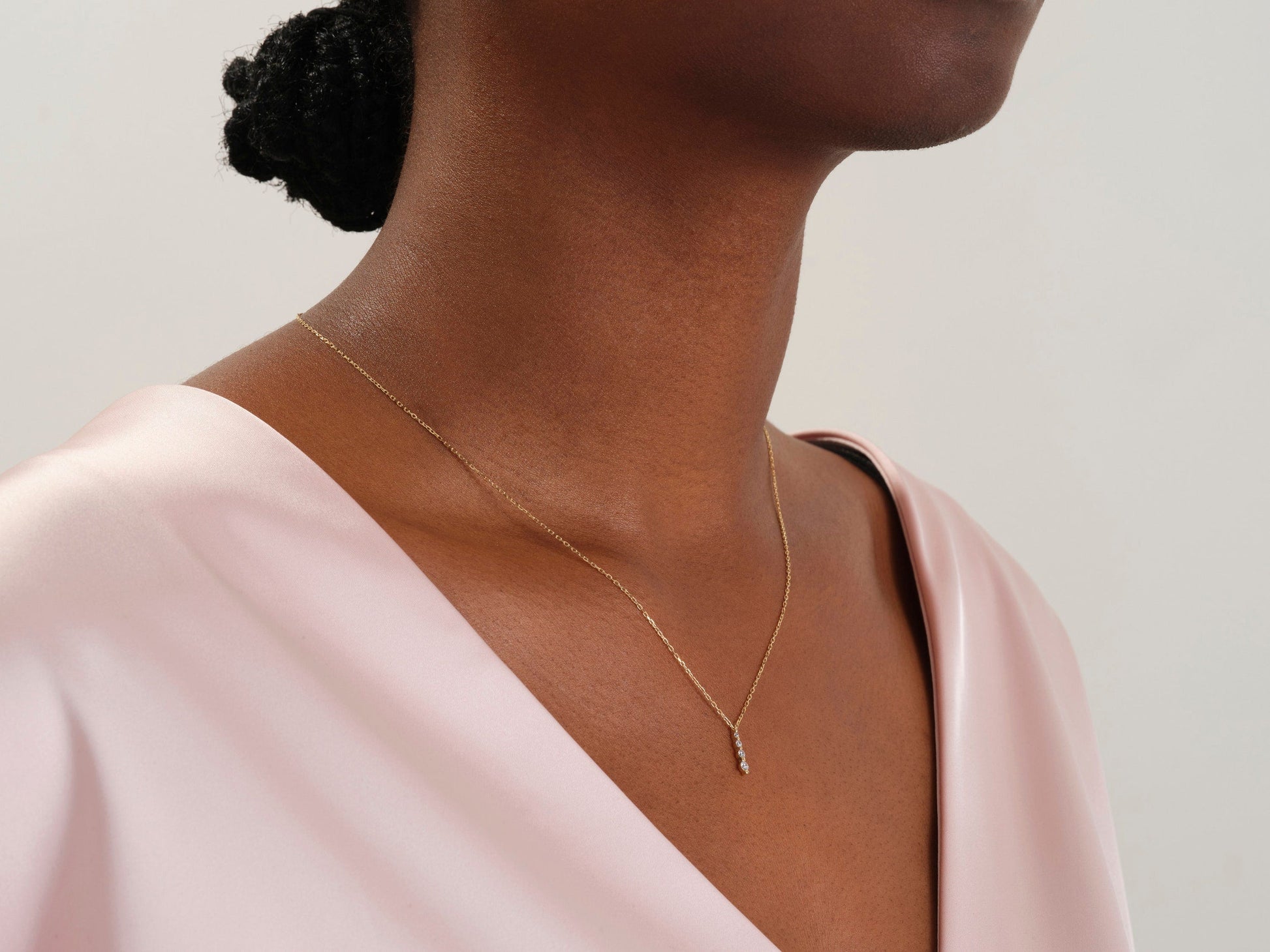 0.11 TCW Round Moissanite Diamond Drop Pendant Necklace - farrellouise