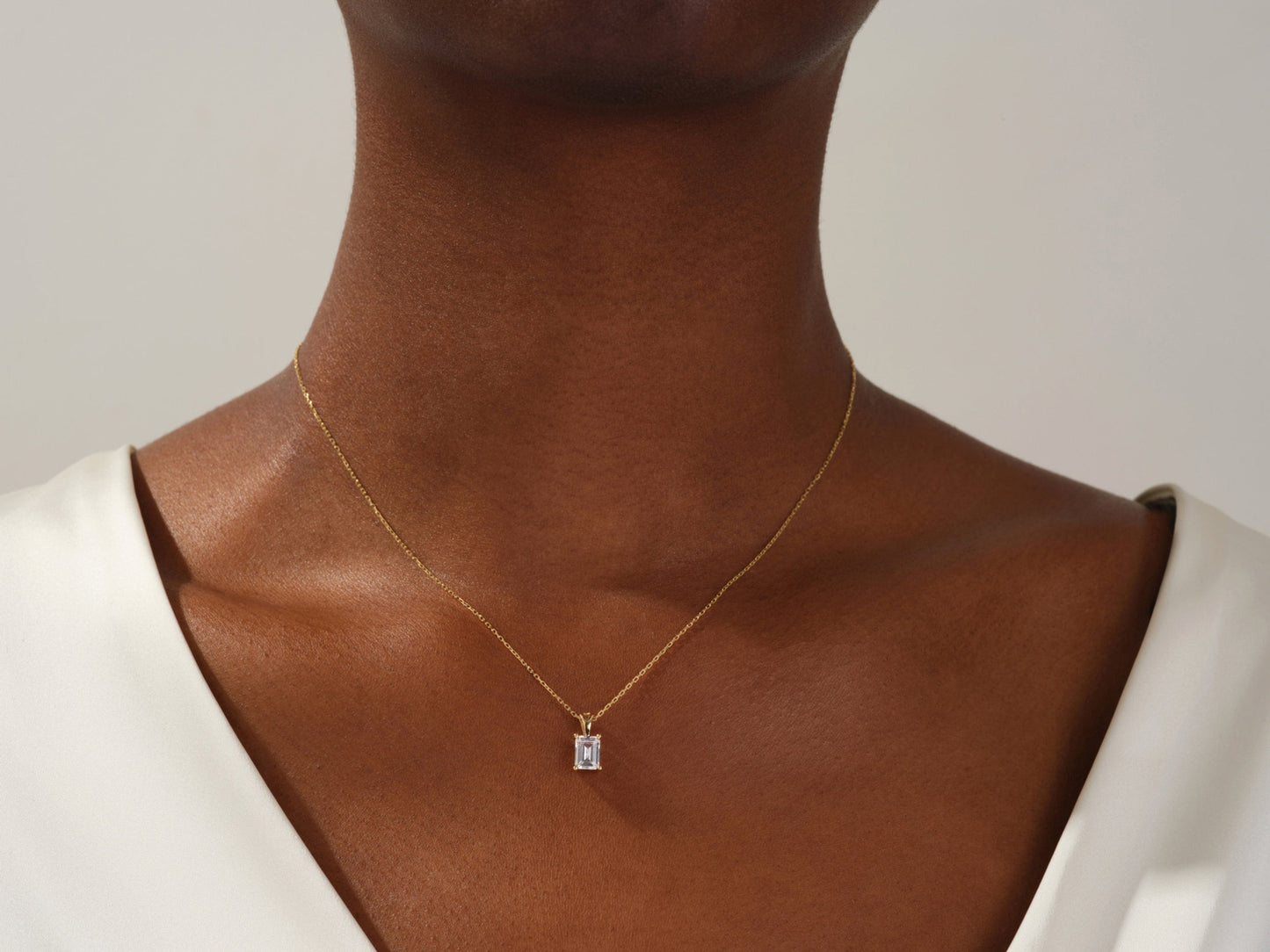 1.0 CT Emerald Moissanite Diamond Solitaire Necklace - farrellouise