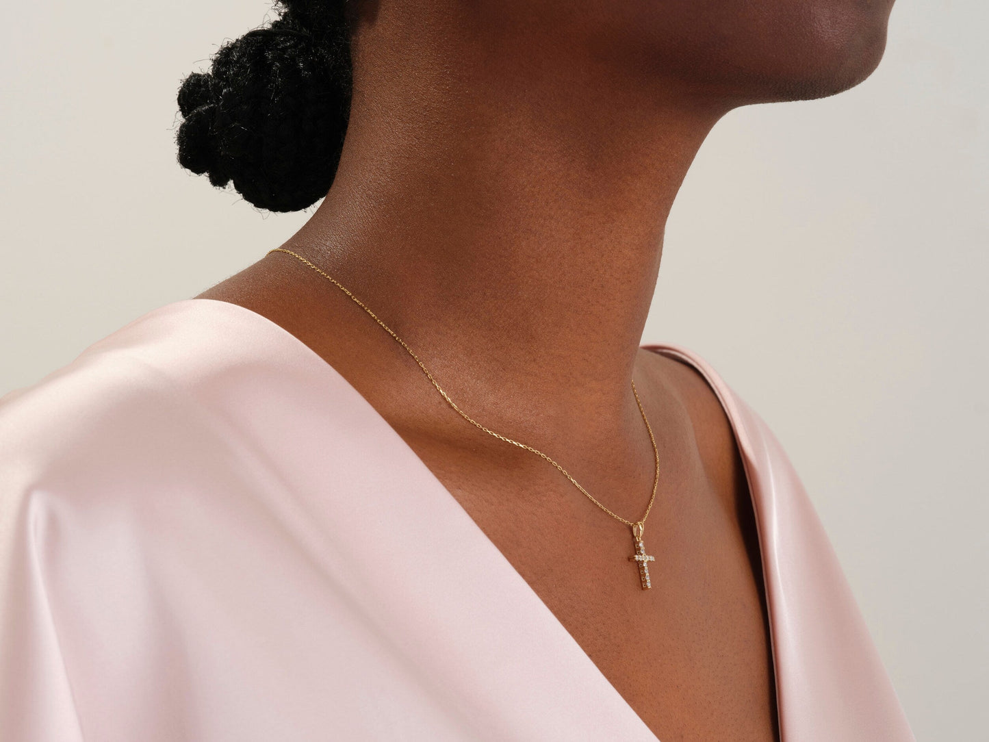 0.22 TCW Round Moissanite Diamond Cross Pendent Necklace - farrellouise