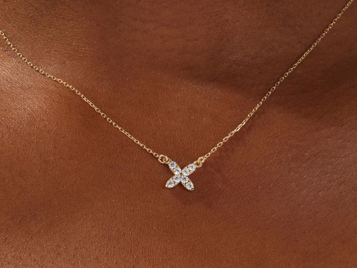 0.24 TCW Round Moissanite Diamond Clover Necklace - farrellouise