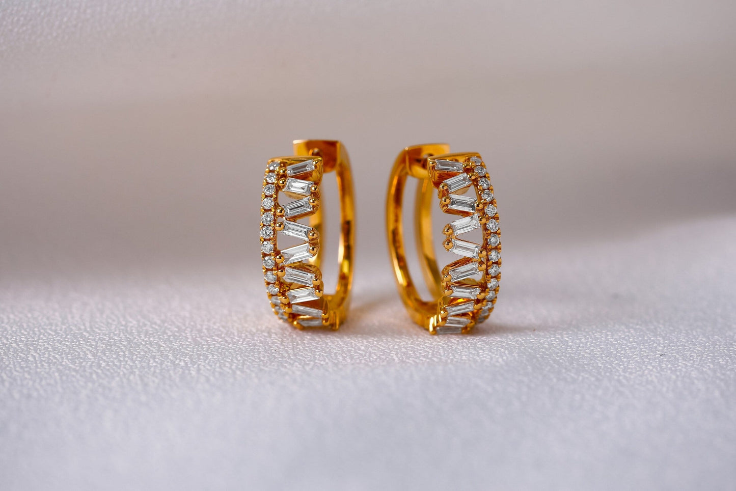 0.81 TCW Round & Baguette Moissanite Diamond Hoop Earrings - farrellouise