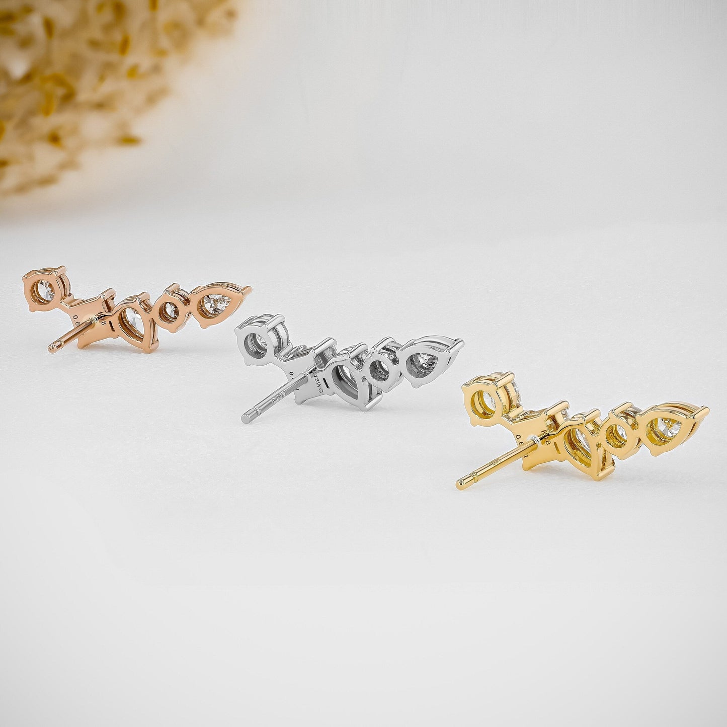 1.28 TCW Round, Princess & Pear Moissanite Diamond Ear Crawler Earrings - farrellouise