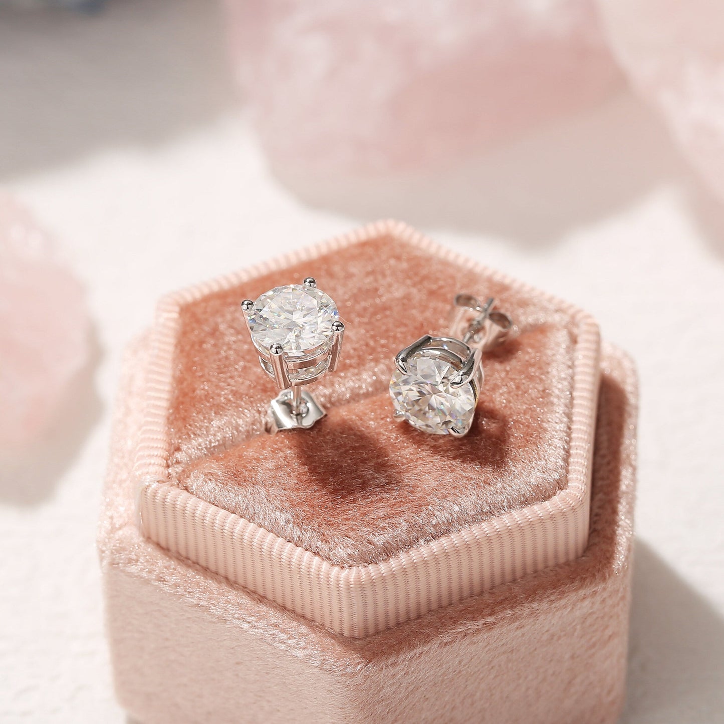 2.0 TCW Round Moissanite Diamond Solitaire Stud Earrings - farrellouise