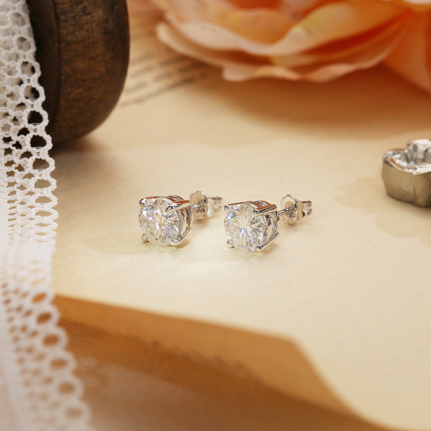 2.0 TCW Round Moissanite Diamond Solitaire Stud Earrings - farrellouise