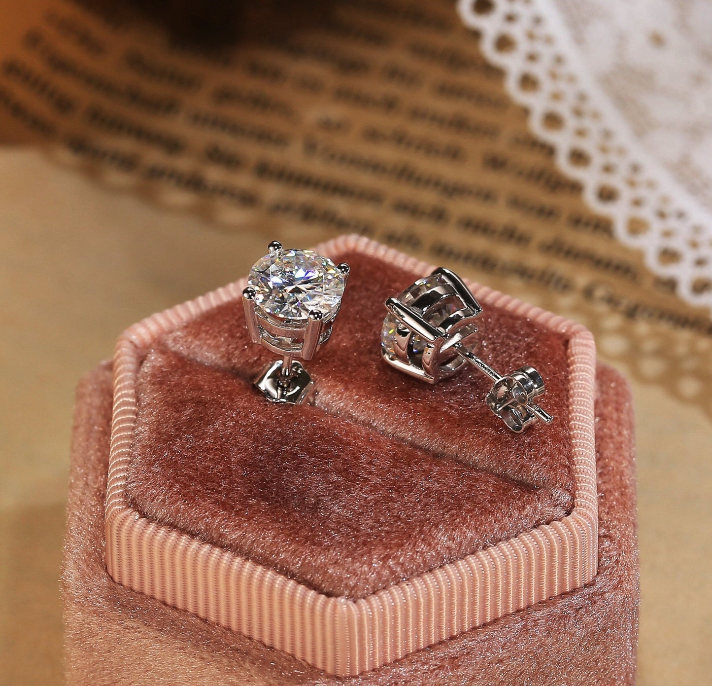 2.0 TCW Round Moissanite Diamond Solitaire Stud Earrings - farrellouise