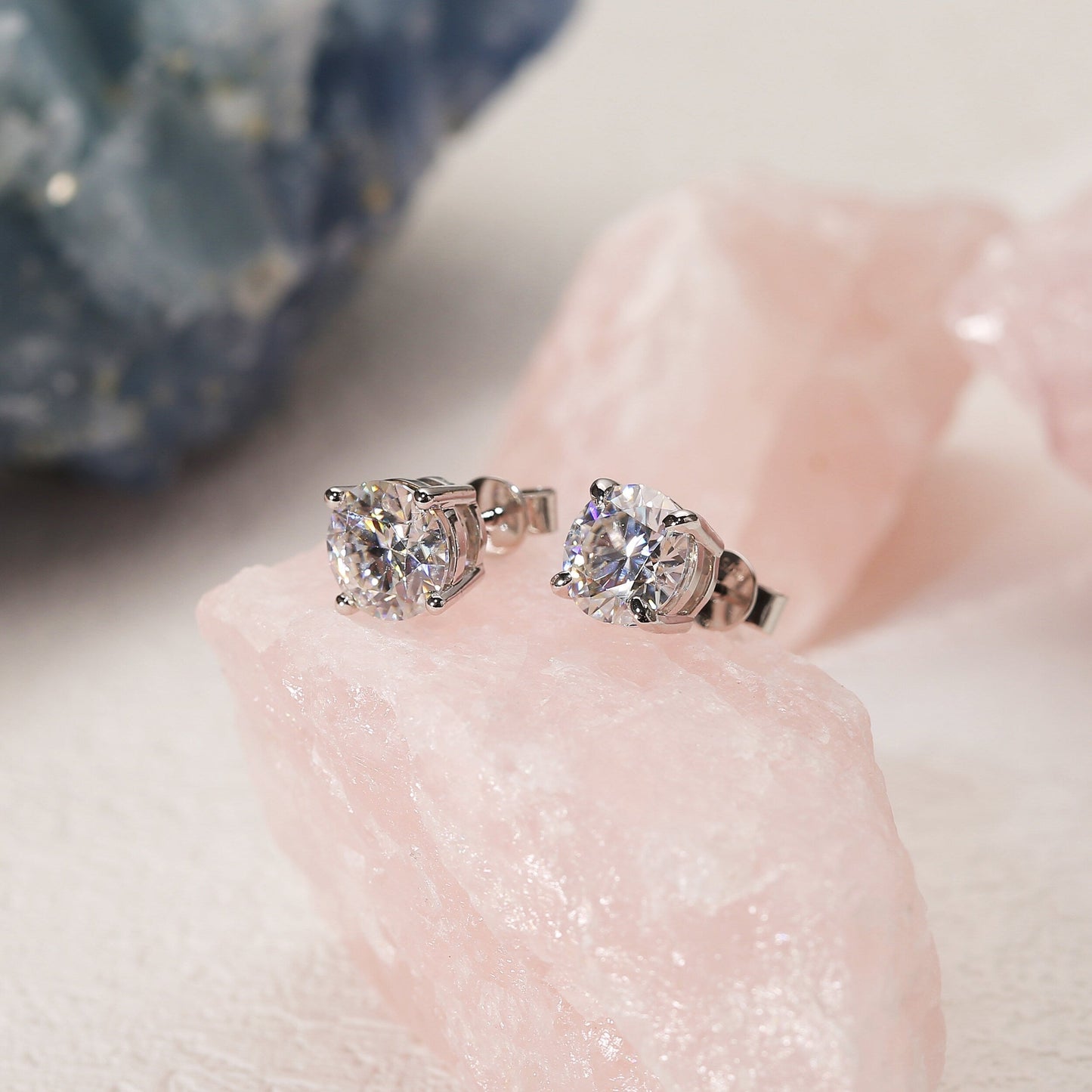 2.0 TCW Round Moissanite Diamond Solitaire Stud Earrings - farrellouise