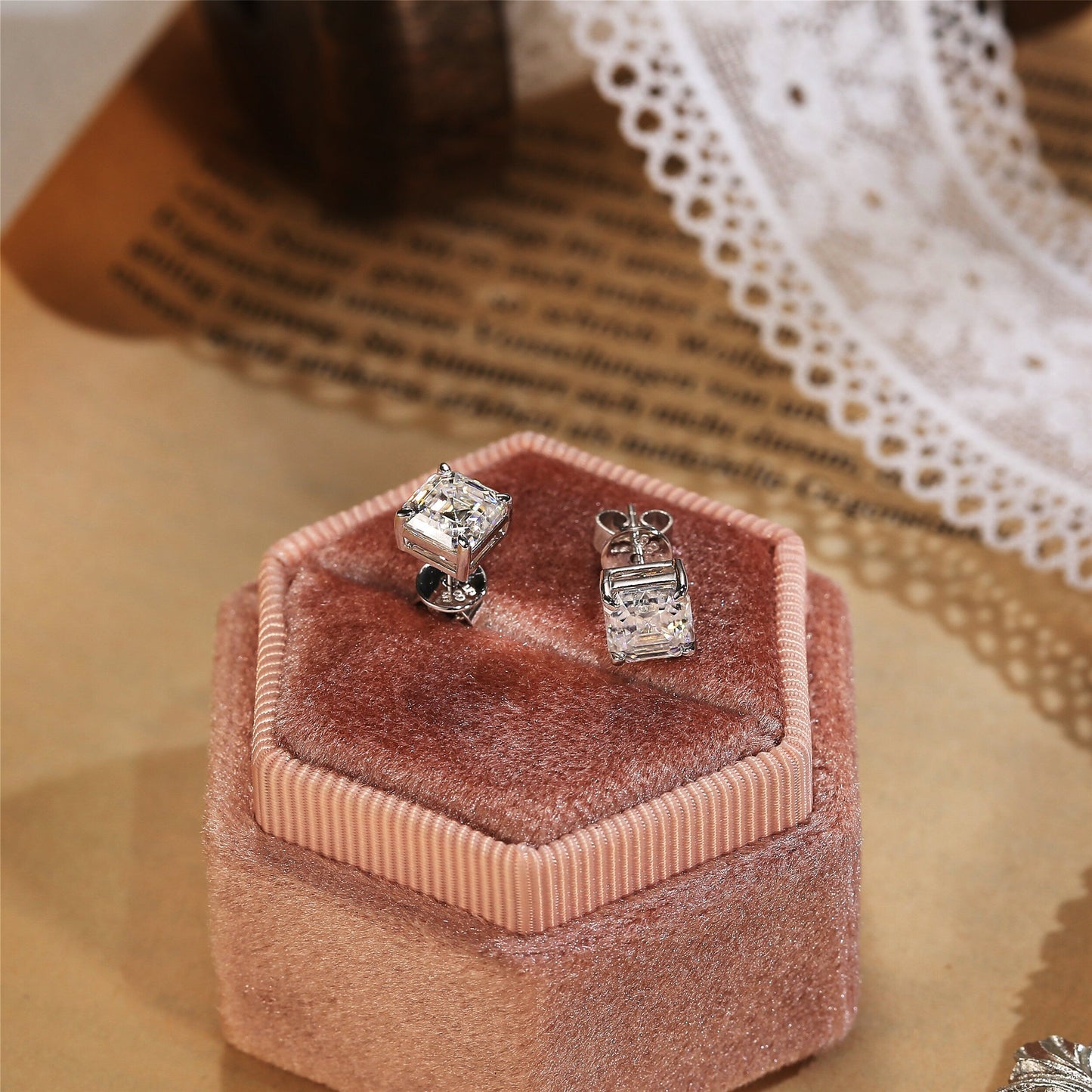 2.0 TCW Asscher Moissanite Diamond Solitaire Stud Earrings - farrellouise