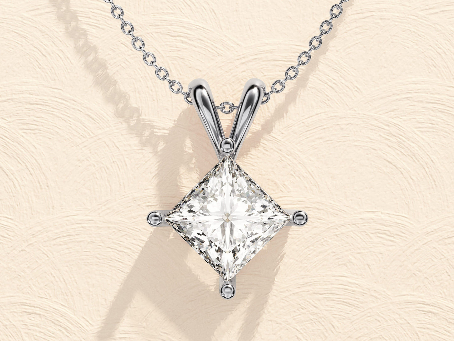1.0 CT Princess Moissanite Diamond Solitaire Necklace - farrellouise