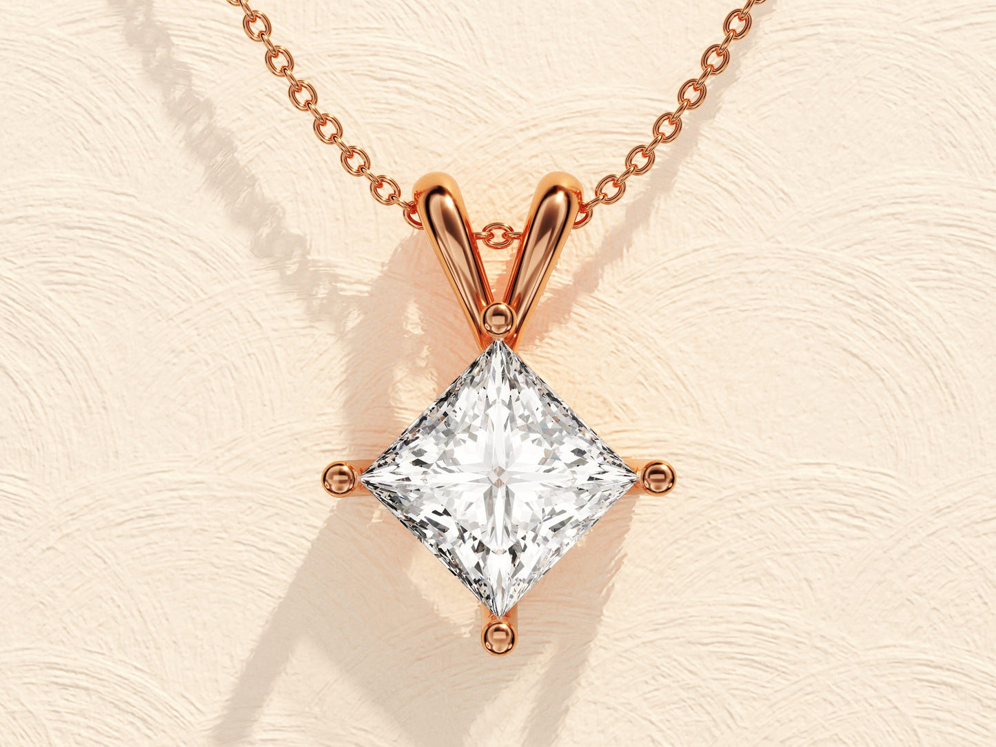 1.0 CT Princess Moissanite Diamond Solitaire Necklace - farrellouise