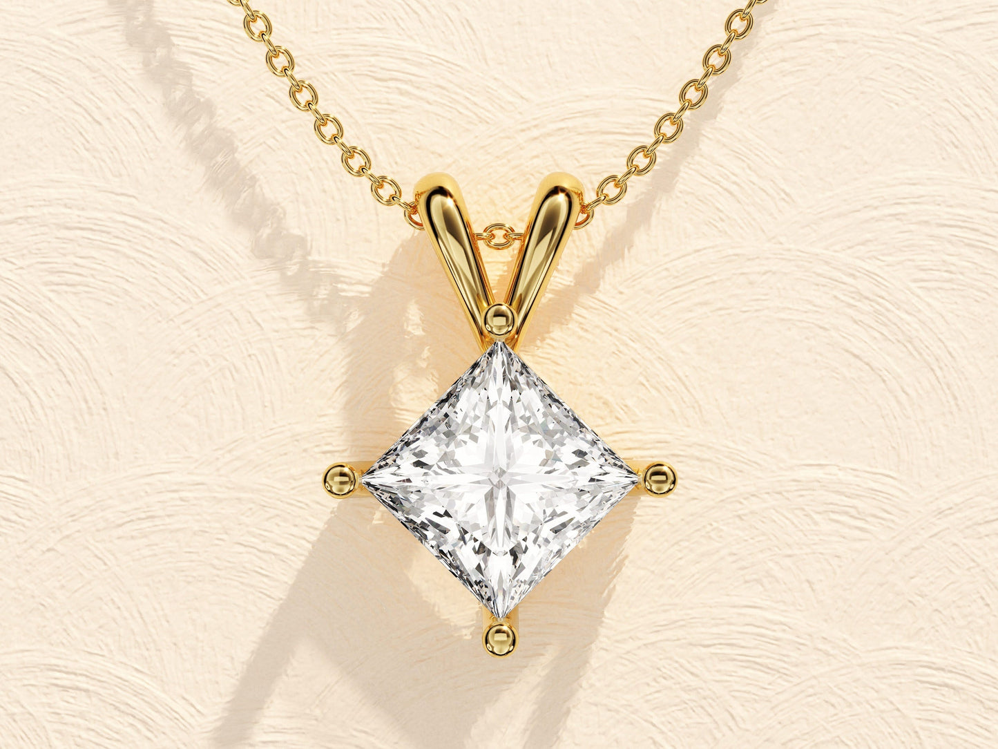 1.0 CT Princess Moissanite Diamond Solitaire Necklace - farrellouise