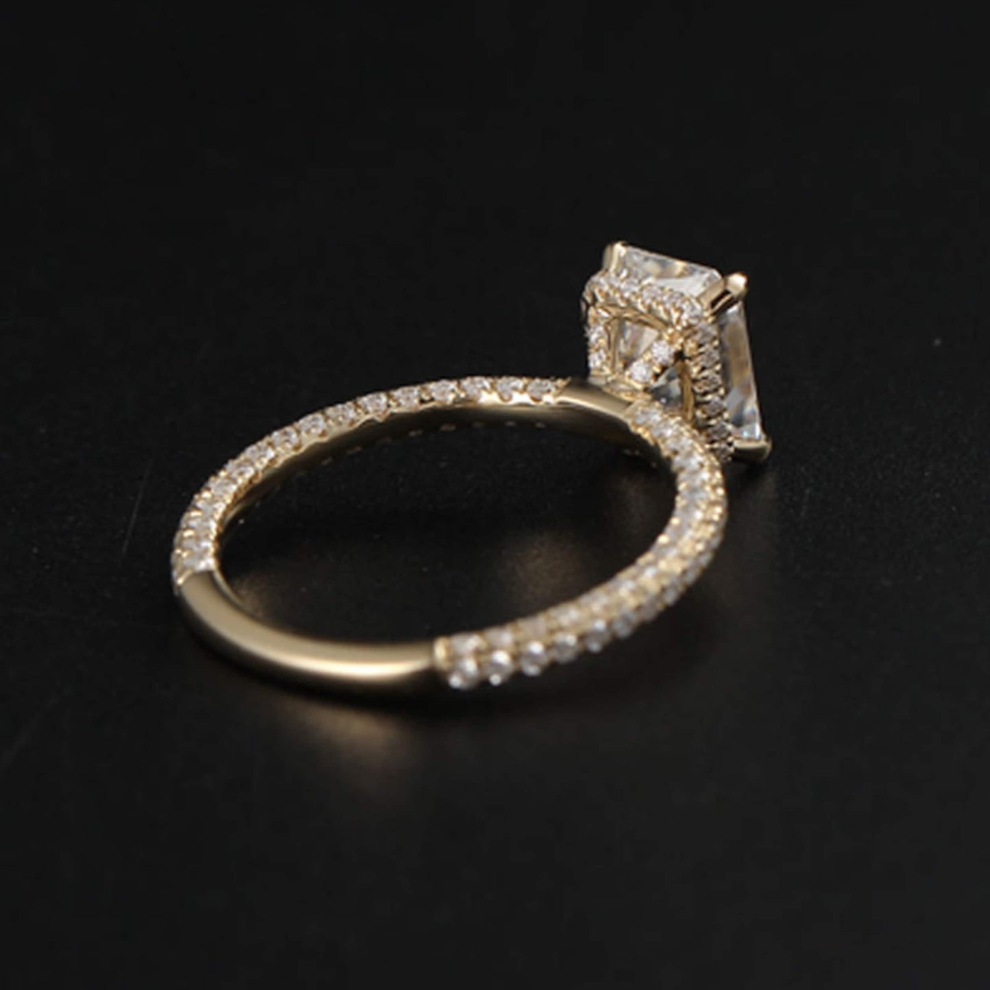 3.65 CT Radiant Moissanite Hidden Halo Pave Setting Engagement Ring - farrellouise