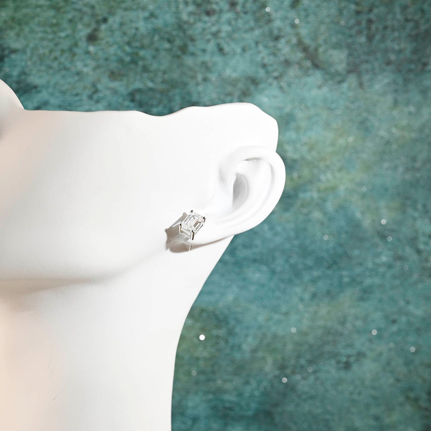 2.0 TCW Emerald Moissanite Diamond Solitaire Stud Earrings - farrellouise