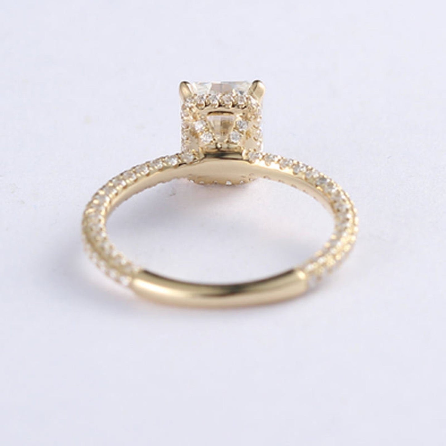 3.65 CT Radiant Moissanite Hidden Halo Pave Setting Engagement Ring - farrellouise