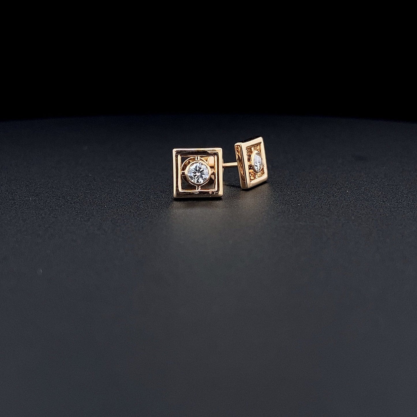 0.40 TCW Round Moissanite Diamond Bezel Stud Earrings - farrellouise