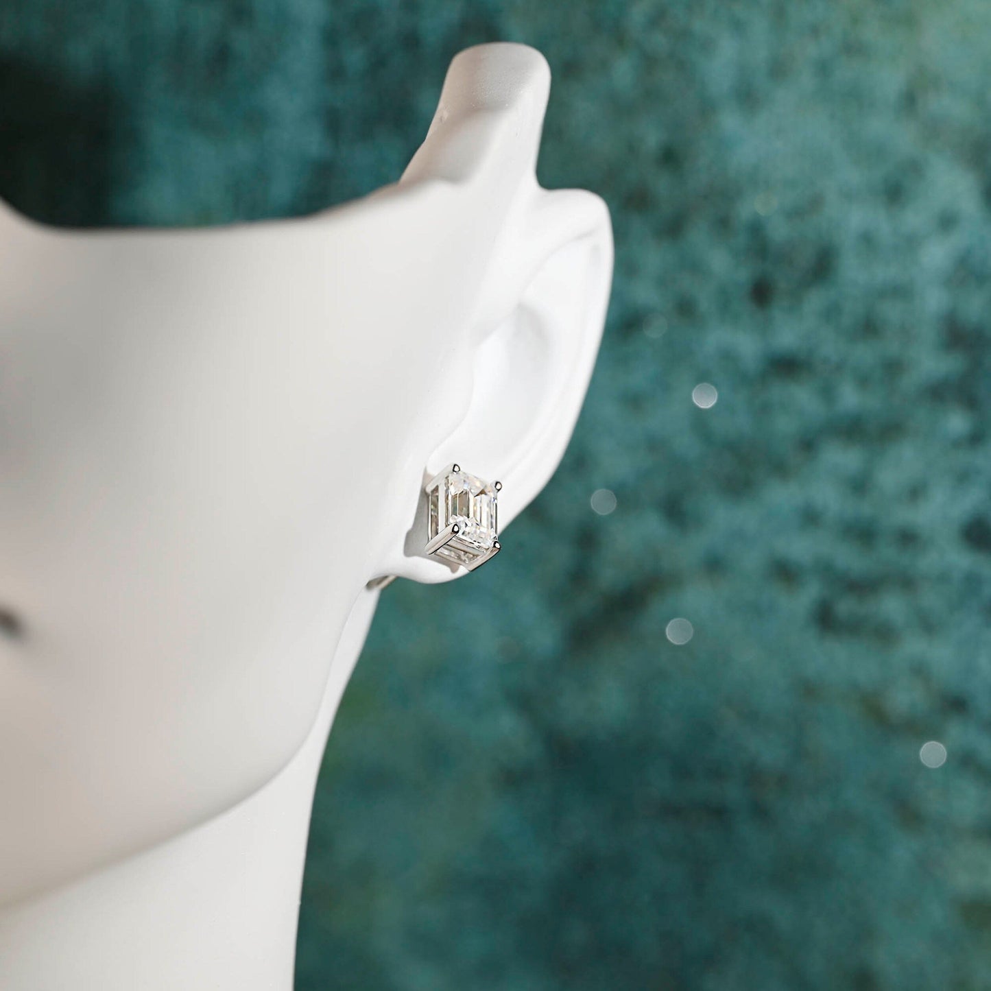 2.0 TCW Emerald Moissanite Diamond Solitaire Stud Earrings - farrellouise
