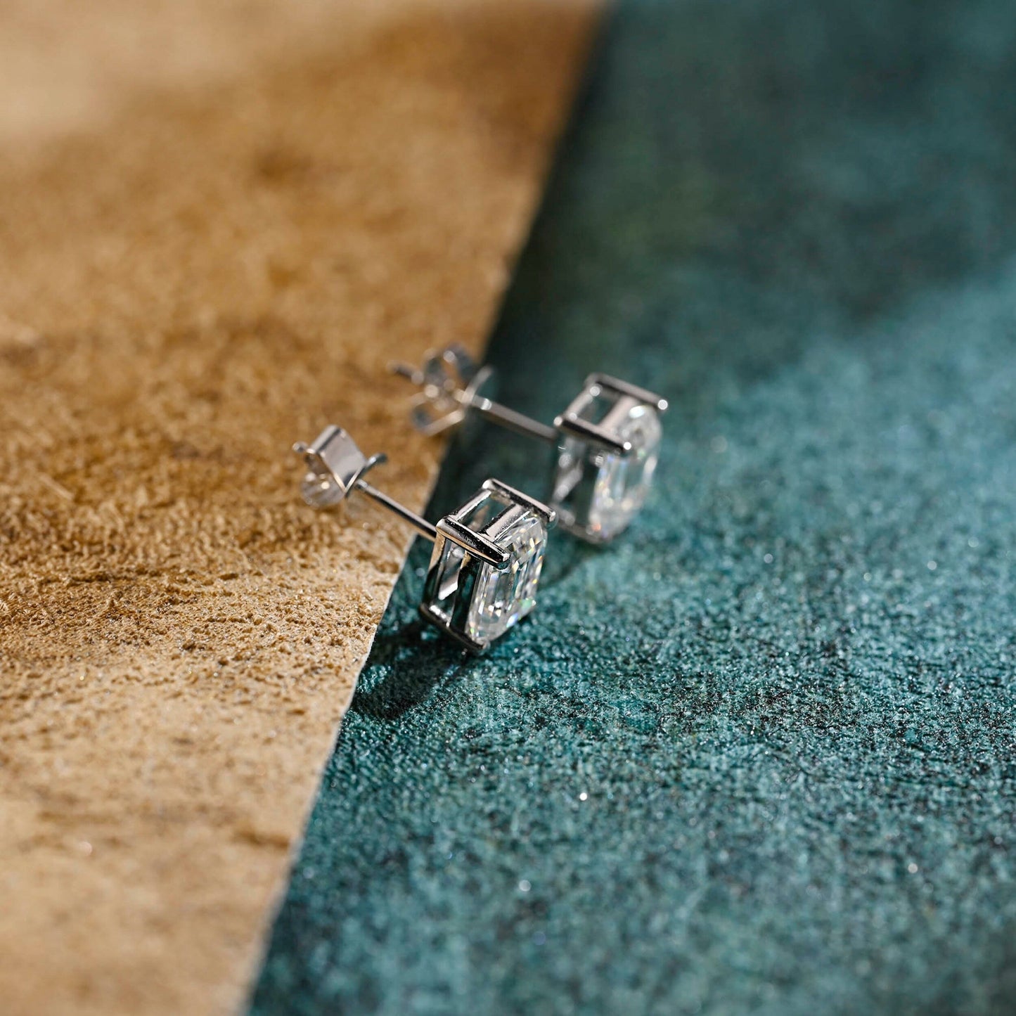 2.0 TCW Emerald Moissanite Diamond Solitaire Stud Earrings - farrellouise