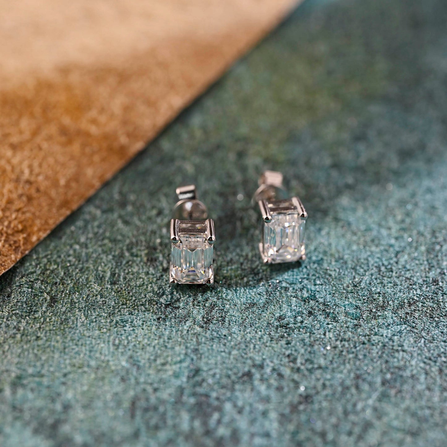 2.0 TCW Emerald Moissanite Diamond Solitaire Stud Earrings - farrellouise