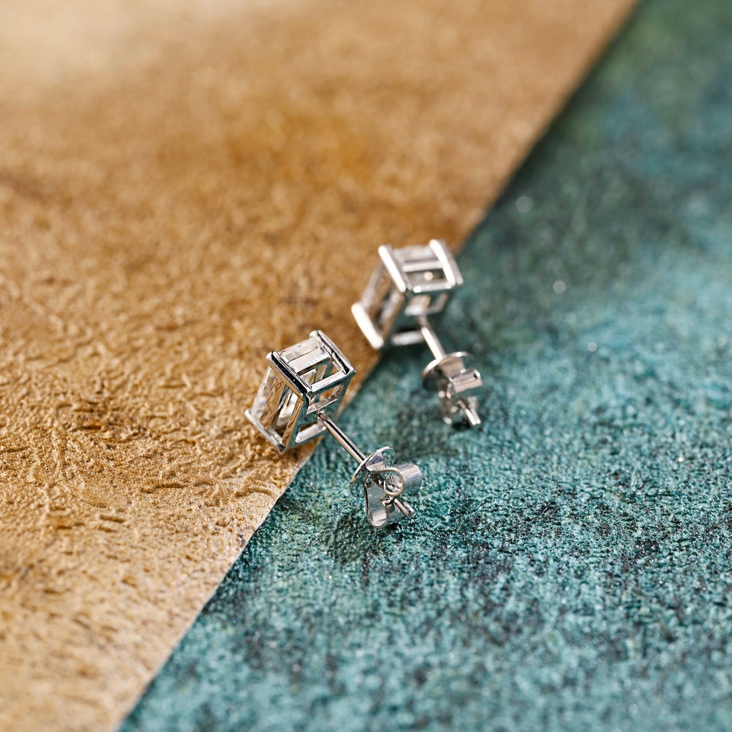 2.0 TCW Emerald Moissanite Diamond Solitaire Stud Earrings - farrellouise