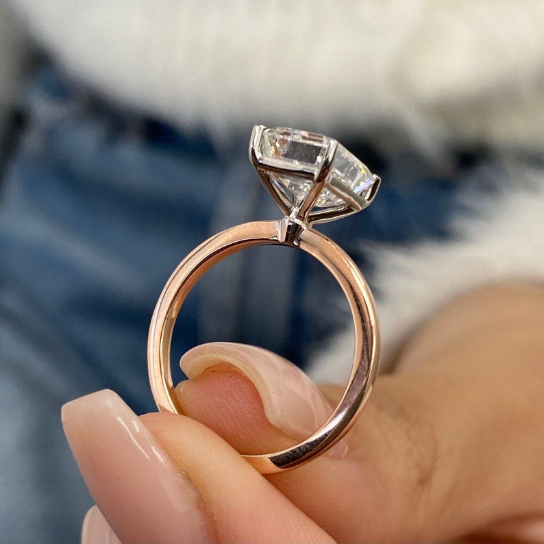 3.0 CT Emerald Moissanite Solitaire Two Tone Engagement Ring - farrellouise