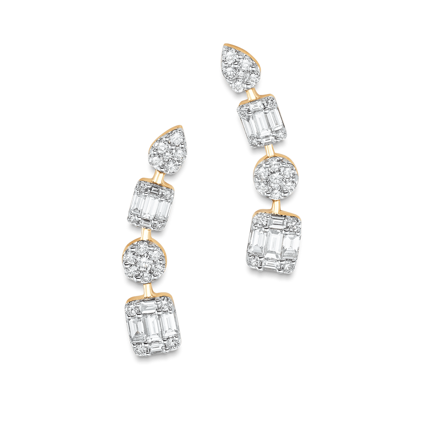 0.75 TCW Round & Baguette Moissanite Diamond Ear Crawlers Earrings - farrellouise