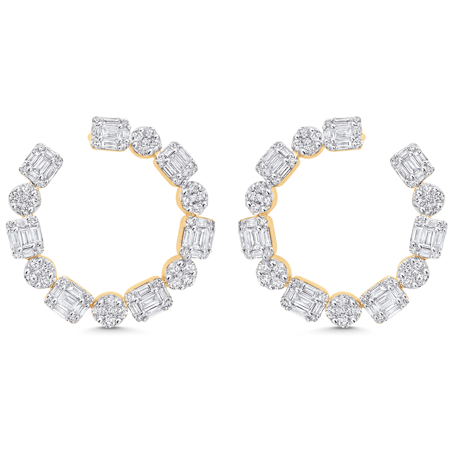 2.57 TCW Round & Baguette Moissanite Diamond Hoop Earrings - farrellouise